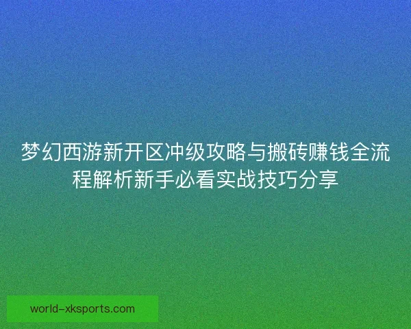 梦幻西游新开区冲级攻略与搬砖赚钱全流程解析新手必看实战技巧分享